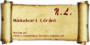 Nádudvari Lóránt névjegykártya